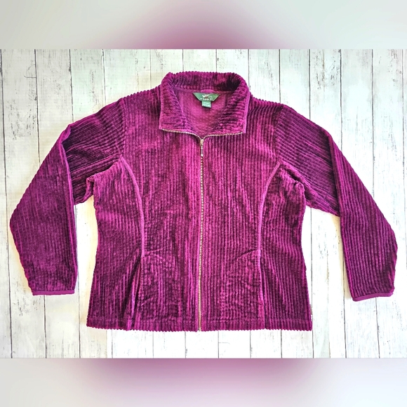 Woolrich Jackets & Blazers - Woolrich Thick Soft Velvet Velour Ribbed Zip Up Jacket W/ Pockets Plum Purple